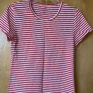 J CREW T SHIRT RED WHITE STRIPE SMALL
